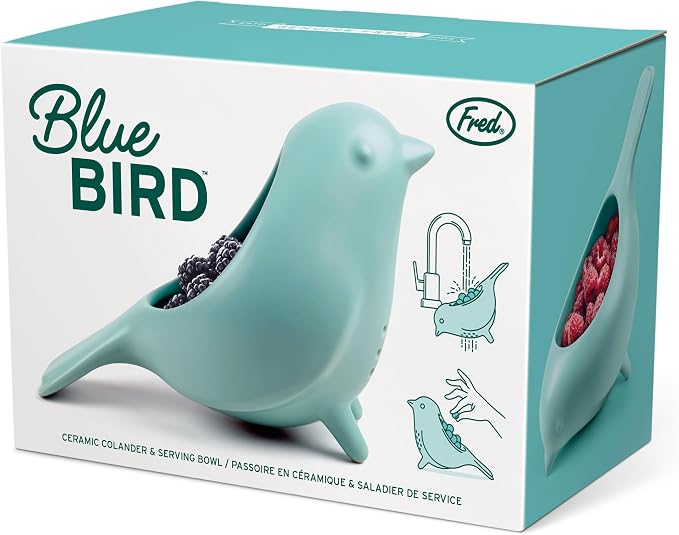 Genuine Fred BLUE BIRD Ceramic Colander, Unique Design, Berry Colander - Image 9