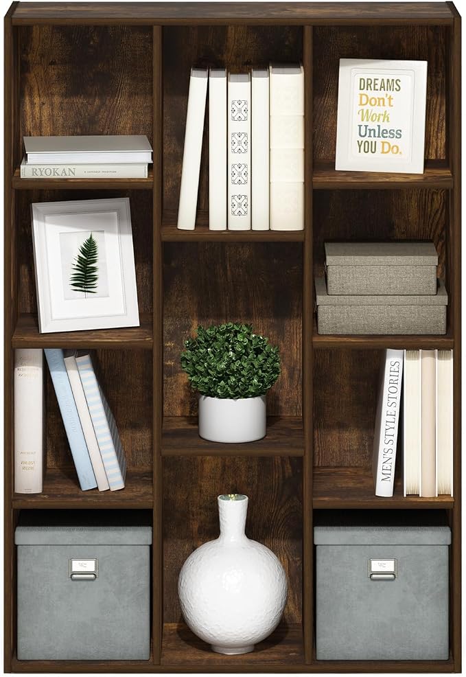 Furinno LUDER Book Shelf, 11-Cube Bookshelf, Reversible Bookcase, 9.4 x 29.1 x - Image 5