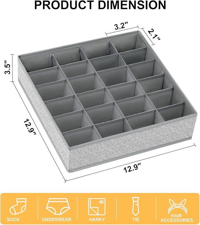 Joyoldelf Sock Drawer Organizer Divider Underwear Organizer 24-cell Fabric - Image 2