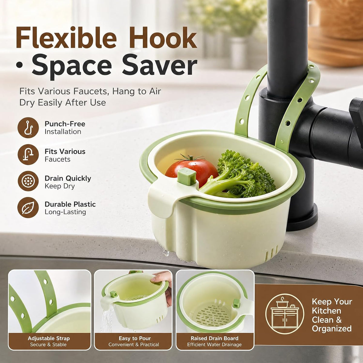 Multifunctional Hanging Sink Drain Basket for Kitchen