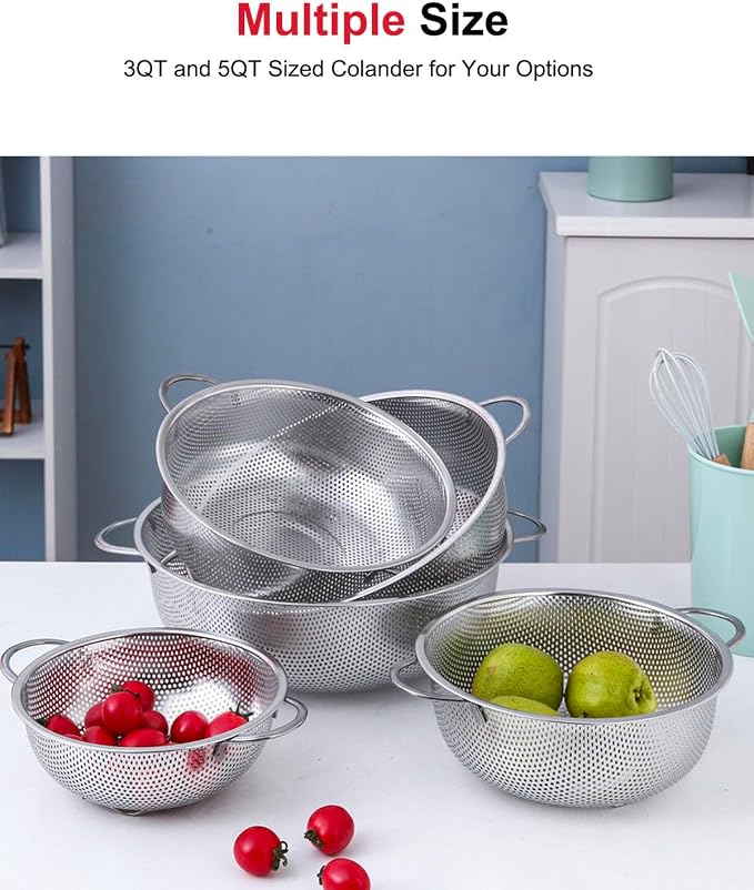 5-Quart Colander for Kitchen, Stainless Steel Colander - Image 5