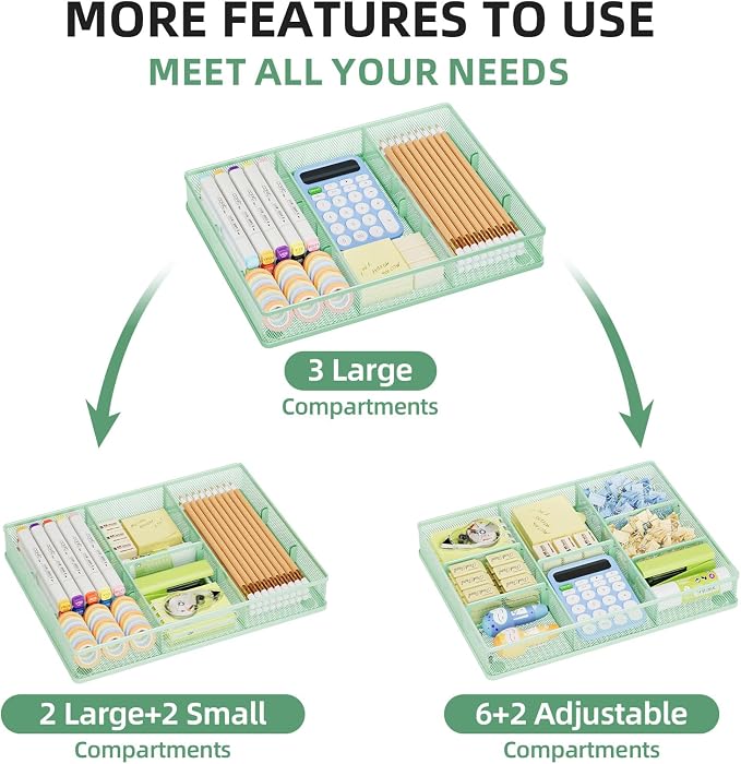 Marbrasse Desk Drawer Organizer, Metal Mesh Drawer Organizer Tray - Image 3