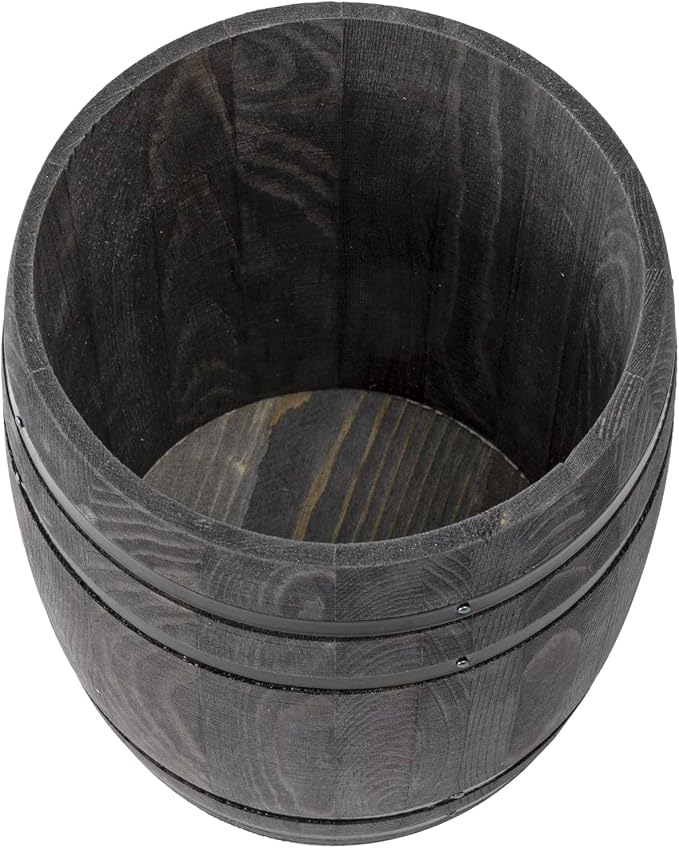 MyGift Wine Barrel Design Kitchen Utensil Crock, Vintage Gray Solid Wood - Image 6