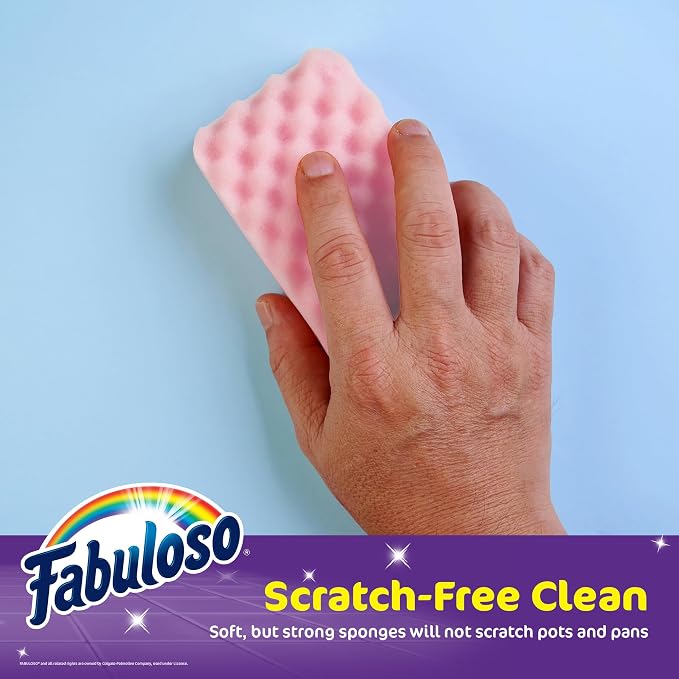 Fabuloso Scratch-Free Kitchen Dish Sponges, Rainbow Cellulose Scrubber Sponge - Image 4