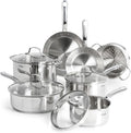 T-fal Stainless Steel Pots and Pans Set 11 Piece, Oven Broiler Safe 500F by T-falbrand