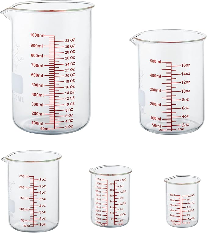 High Borosilicate Glass Measuring Cup Set-V-Shaped Spout, Includes 60ml - Image 8