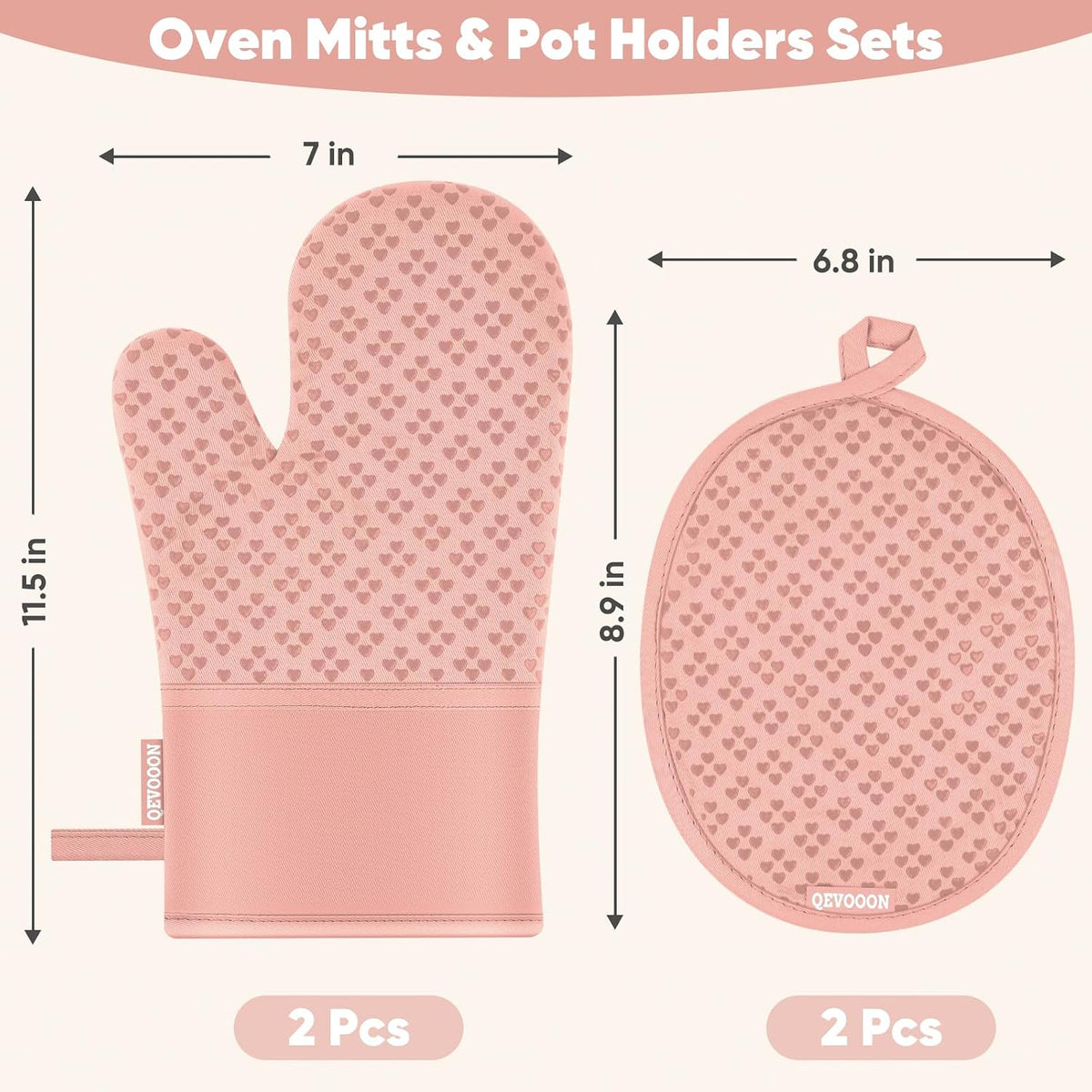 Oven Mitts and Pot Holders 4 Sets, Heat Resistant 500 °F Oven Mitt and