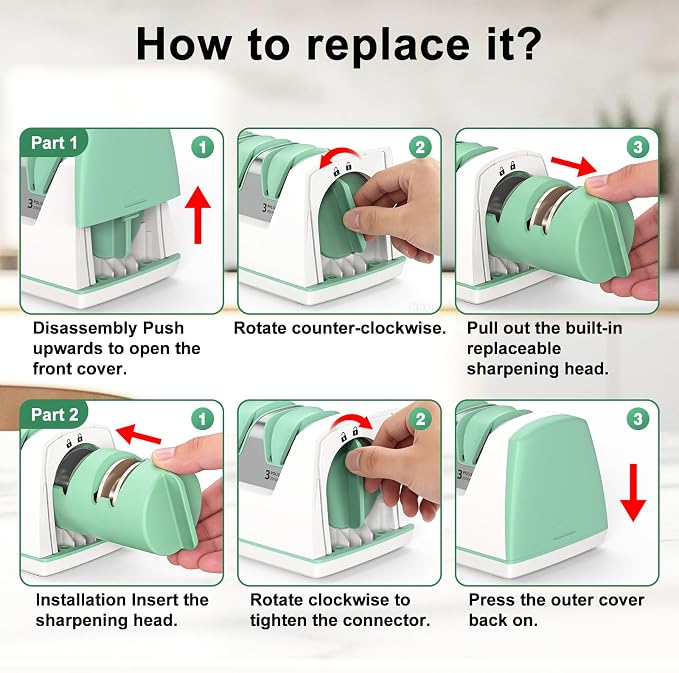 Electric Knife Sharpener with Replaceable Sharpening Head Easy to Change - Image 6