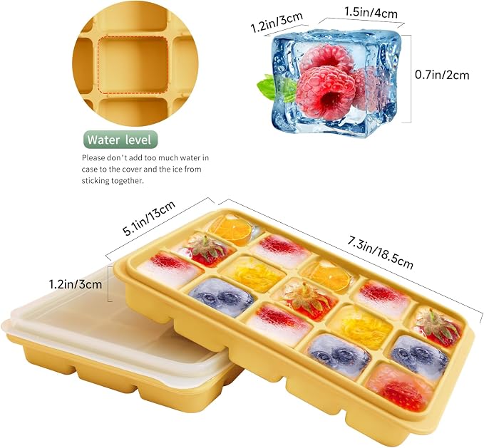 Tvmania Ice Cube Trays Set of 2, Easy Release 15 Flexible Silicone Ice Cube - Image 3