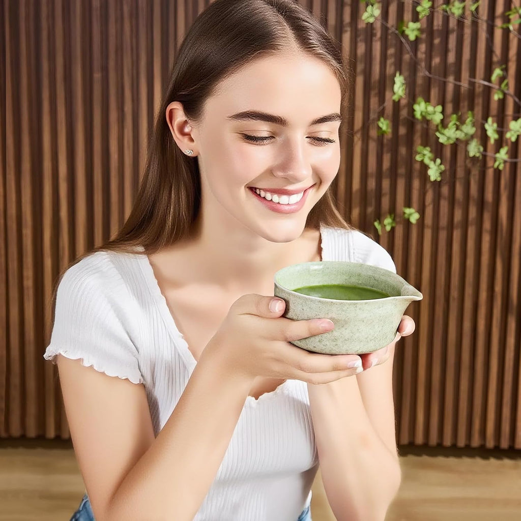 5Pcs Matcha Whisk Set - Matcha Bowl with Spout, 100% Bamboo Whisk