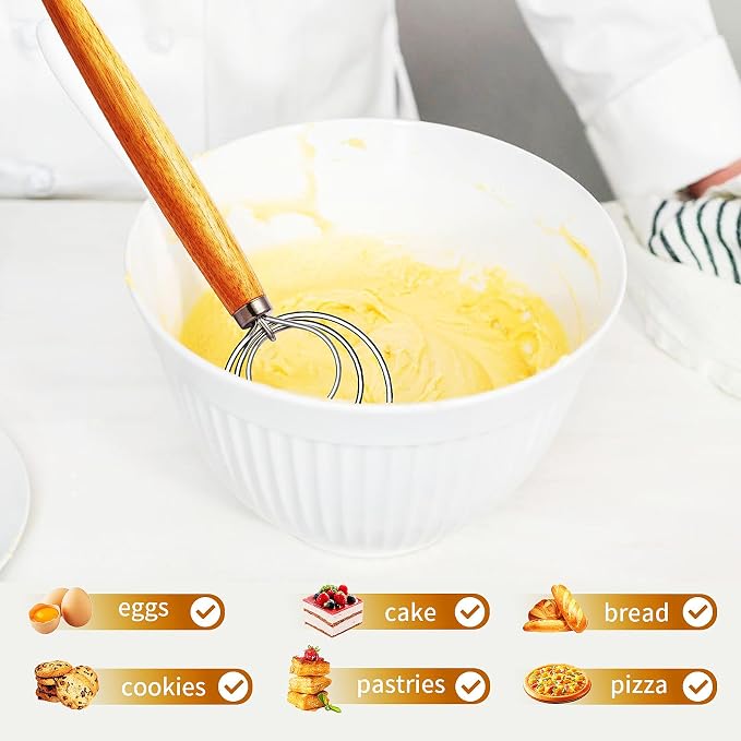 TEEVEA Danish Dough Whisk for Bread Sourdough, Wooden Handle & Stainless Steel - Image 4