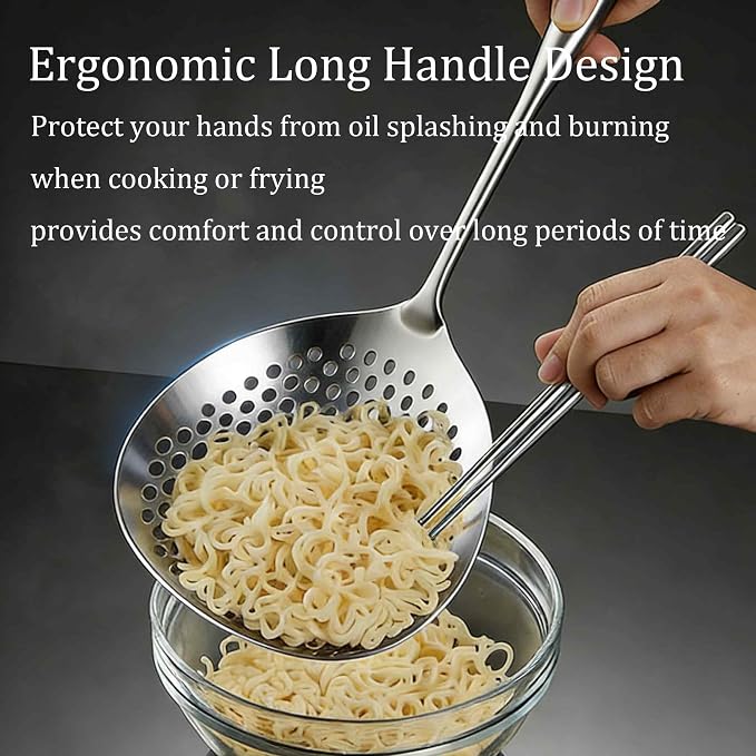 Stainless Steel Skimmer Slotted Spoon, Spider Strainer Ladle - Image 4