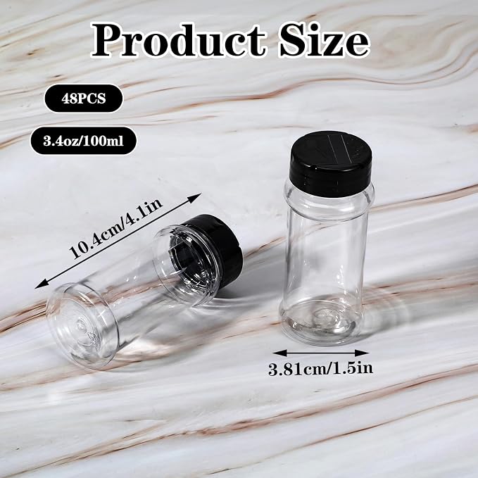 48 Pack Clear Plastic Spice Jars - Image 2