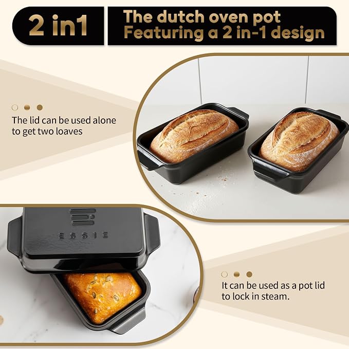 Enameled Cast Iron Dutch Oven for Bread Baking, 9×5 Dutch Oven Pot - Image 3