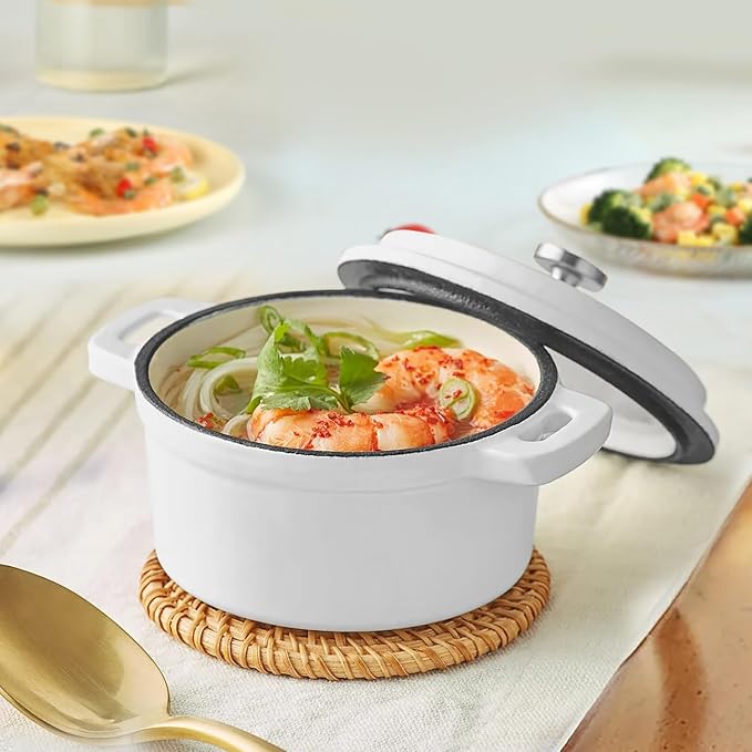 Flavehc Mini Cocotte 16 oz Mini Dutch Oven 0.5 qt. Cast Iron Garlic Roaster - Image 9