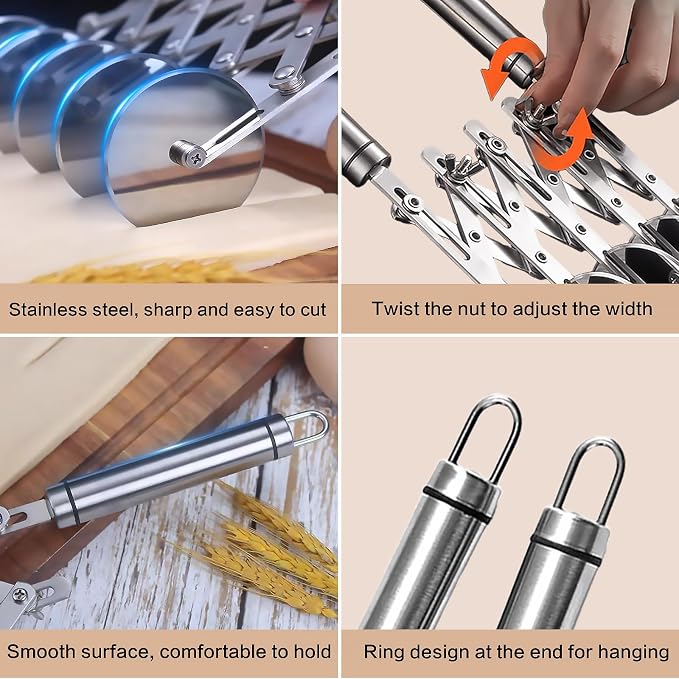 5 Wheel Pastry Cutter, Stainless Steel Dough Cutter Wheel - Image 6