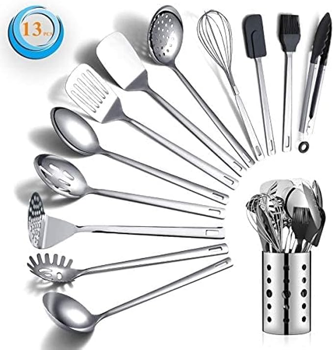 Stainless Steel Cooking Utensils Set, Berglander 13 Pieces Kitchen Utensils Set by Berglander