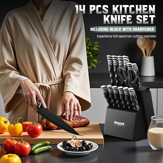 Huusk Knife Block Set with Sharpener - Image 2