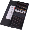 5 Pairs Chopsticks Wooden, Glamfields Reusable Chop sticks, Non-slip Japanese by GLAMFIELDS
