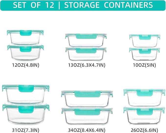 FAWLES 12 Pack Glass Storage Containers - Image 2