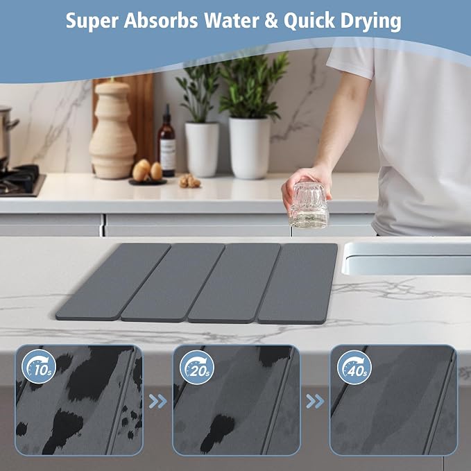 Large Stone Drying Mats for Kitchen Counter, Quick Dry Stone Dish Drying Mat - Image 4