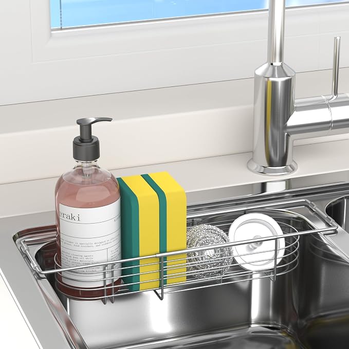 Sink Caddy Sponge Holder Kitchen Sink Organizer, Telescopic sink organizer rack by Unknown