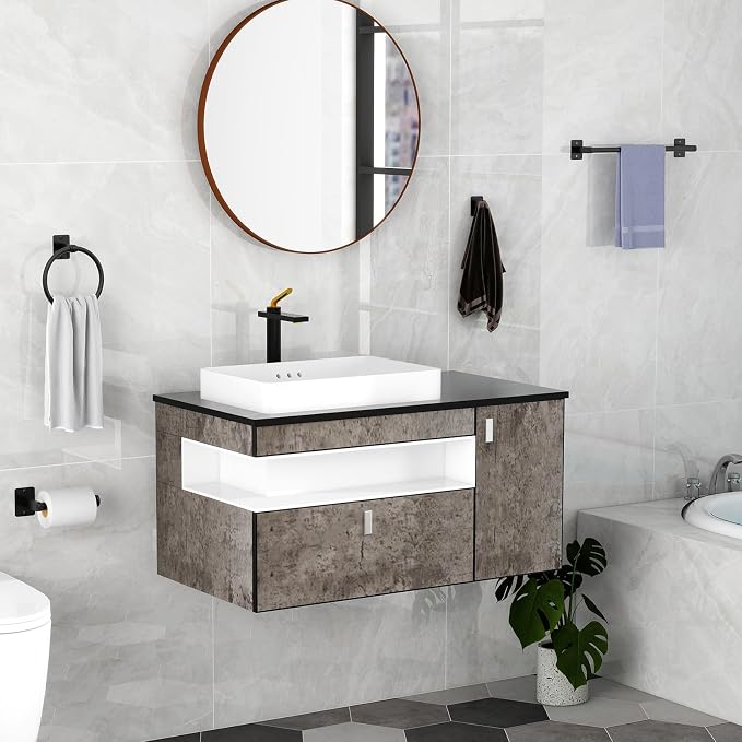 KLJKPA Matte Black Bathroom Accessories Set, 4 Pieces Bathroom Hardware Set - Image 7
