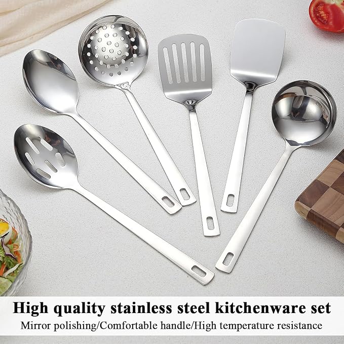 Evanda Kitchen Utensils Set 6pcs, Stainless Steel Cooking Utensils Set - Image 3