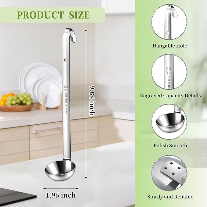 8 PCS Stainless Steel Ladle Soup Handle Ladle - Image 2
