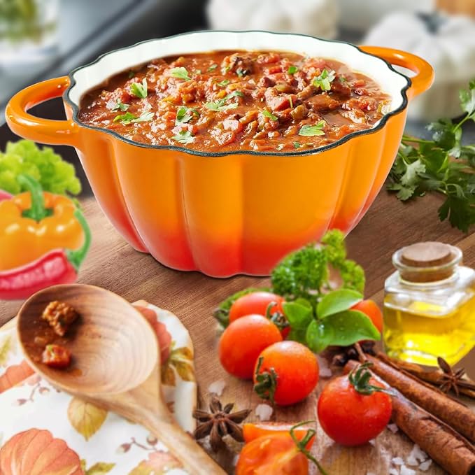 Pumpkin Enameled Cast Iron Dutch Oven - Image 8