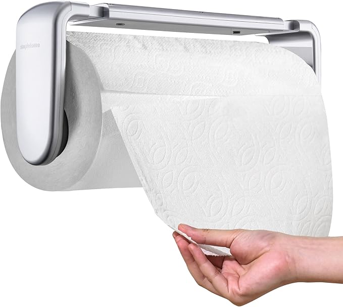 simpletome Paper Towel Holder Under Cabinet or Wall Mount ONE Hand Operation by simpletome