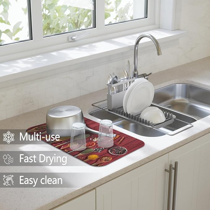 Dish Drying Mat for Kitchen Counter 2 Pack - Image 2