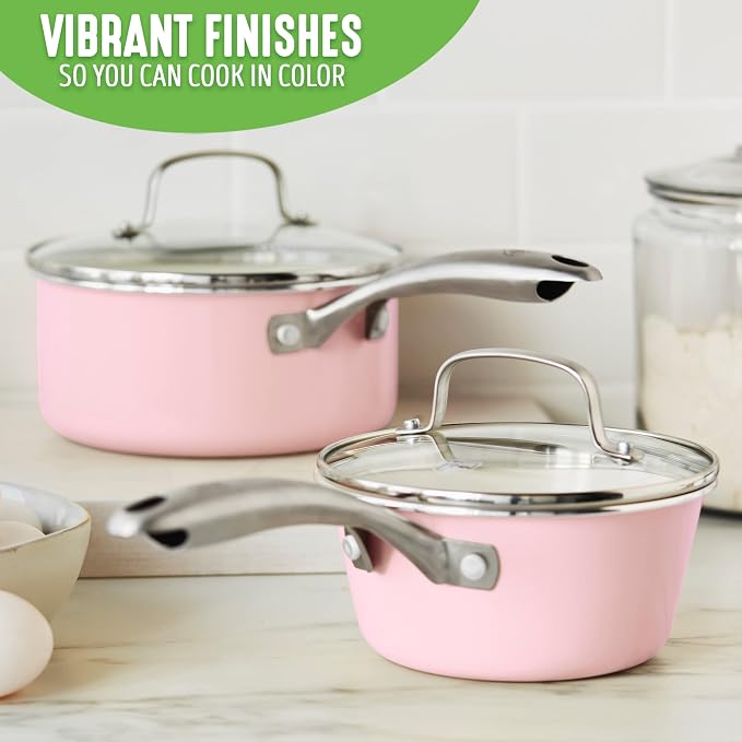 GreenLife Artisan Healthy Ceramic Nonstick, 1QT and 2QT Saucepan Pot Set - Image 8