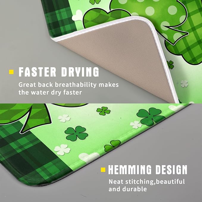 St Patrick's Day Shamrocks Dish Drying Mat 16x18 Inch - Image 3