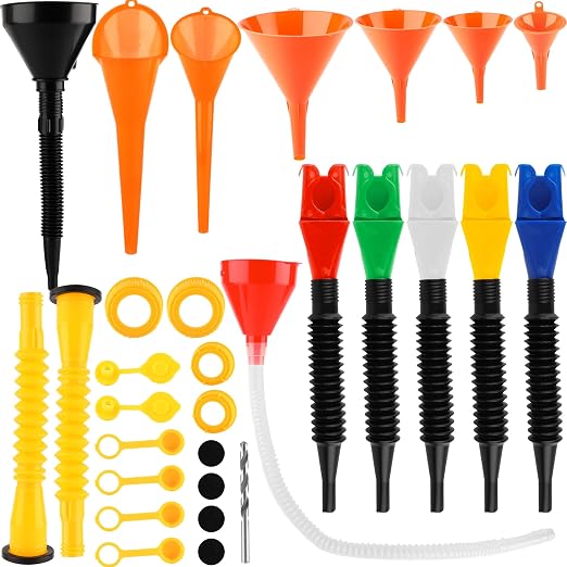 30 Pcs Automotive Funnel Set Wide Mouth Fuel Oil Funnel Plastic Long Neck by Swakuta