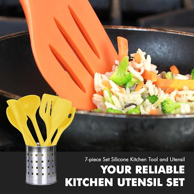 Chef Craft Premium Silicone Kitchen Tool and Utensil Set, 7 Piece - Image 5