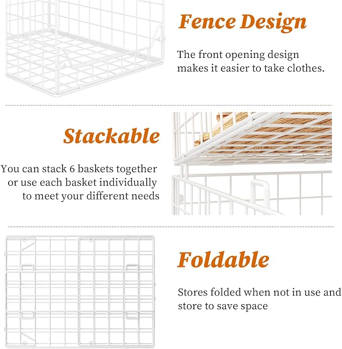 Jakyitvi 6-Tier Closet Shelf Organizer, Metal Stackable Closet Organizers and - Image 5