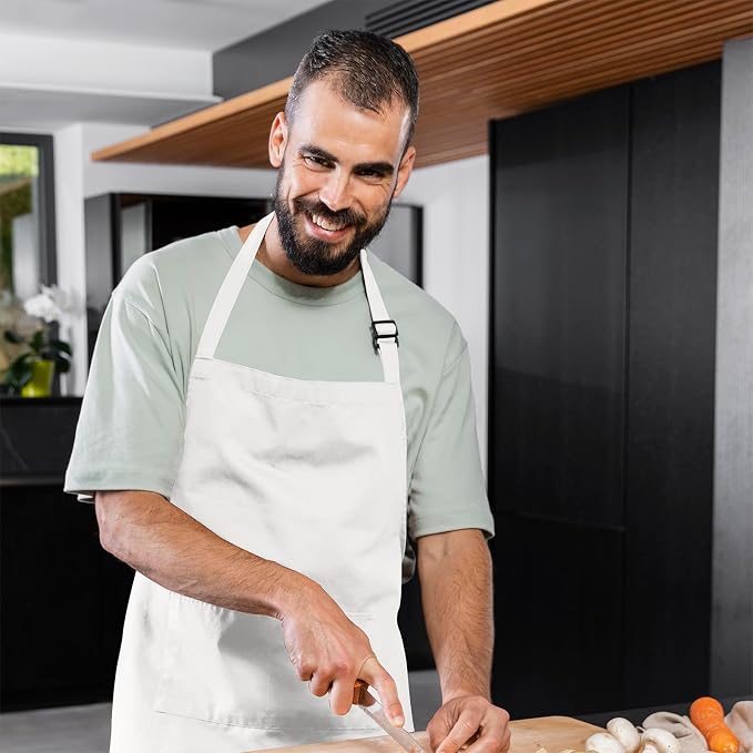 Adjustable Bib Apron 100% Polyester Kitchen Aprons Waterdrop Resistant Aprons - Image 2
