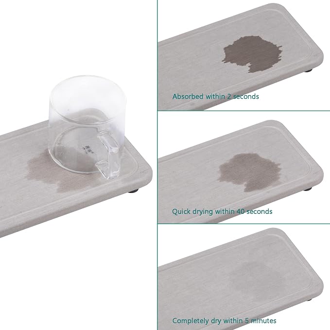 NiuYichee 2 Pcs Water Absorbing Stone Trays, Kitchen/Bathroom Sink Soap Dish - Image 7