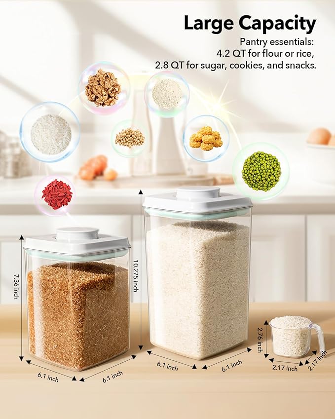 Ankou Food Storage Container Sets, 2.8 Qt *2+ 4.2 Qt *4 Airtight Canisters - Image 6