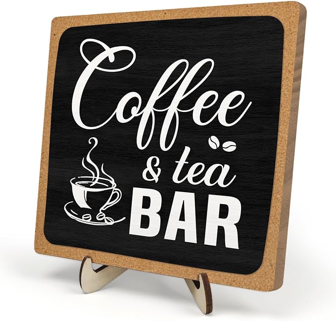 Coffee Bar Sign Plaque Decor, Cafe Station Accessorie by DMADNF