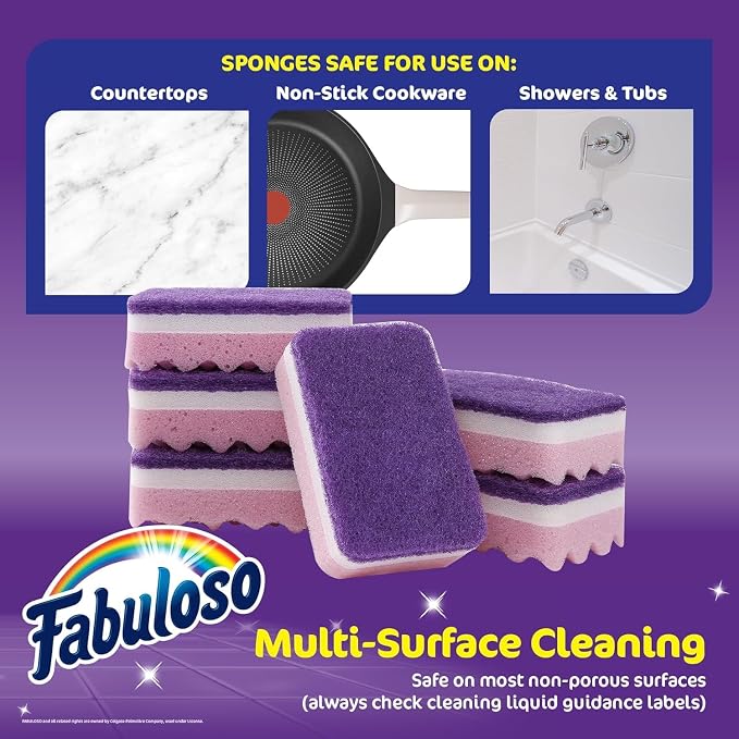Fabuloso Scratch-Free Kitchen Dish Sponges, Counters and Sinks, Tough on Messes - Image 6