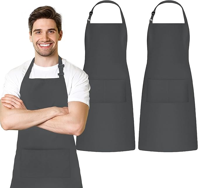Adjustable Bib Apron 100% Polyester Kitchen Aprons Waterdrop Resistant Aprons by Avalon+Kitchen