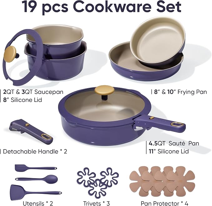 CAROTE 19 Pcs Pots and Pans Set, Nonstick Cookware Sets - Image 2