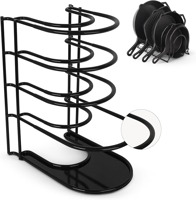 Pan Organizer - Silicone-Coated Non-Slip 12" Heavy Duty Skillet Rack - Kitchen by Cuisinel