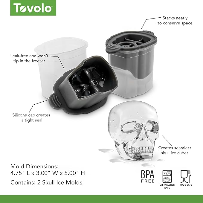 Tovolo Skull Ice Cube Mold Pack of 2 Craft Ice Molds - Image 6
