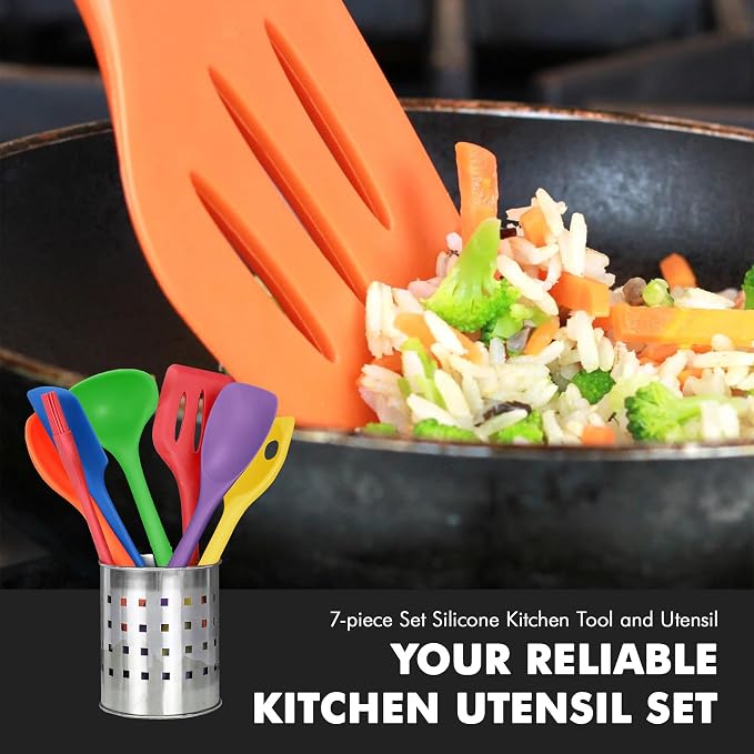 Chef Craft Premium Silicone Kitchen Tool and Utensil Set, 7 Piece - Image 5