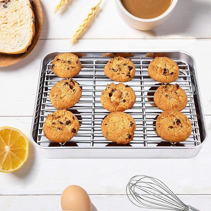 Wildone Baking Sheet with Rack Set, Stainless Steel Cookie Pan baking Tray with - Image 7