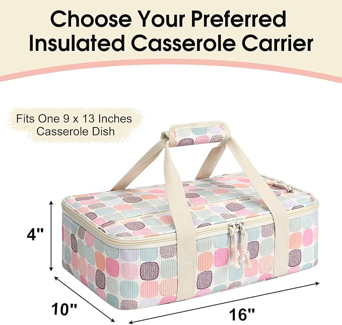 Corduroy Casserole Carrier, Insulated Lasagna Lugger - Image 2