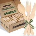 400PCS Eco-Friendly Disposable Wooden Utensil Set – Compostable Biodegradable by Unknown